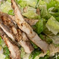 Gluten Free Chicken Caesar Salad · Grilled chicken on a bed of romaine & topped with parmesan cheese with Caesar dressing