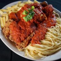 Italian Platter · Spaghetti, ziti, meatball, sausage, lasagna and chicken.