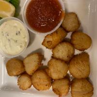 Sea Scallops · Choice of Broiled or Fried. Choice of side dish.