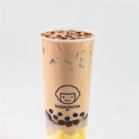 Cold Boba Milk Tea with Pudding and Lychee Jelly · 