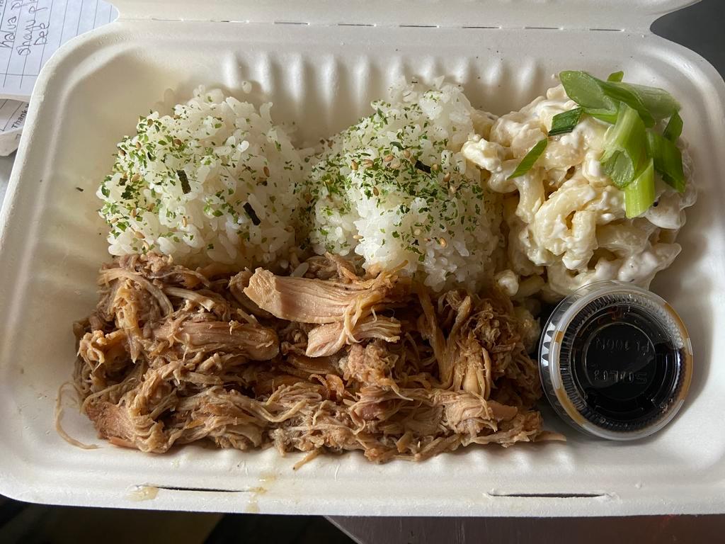 Hawaiian Plate Lunch  · Comes with 2 scoops of rice, 1 scoop mac salad, 1 scoop sesame slaw and your choice of protein 