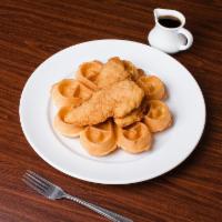 Chicken and Waffle · Fried chicken and maple syrup.