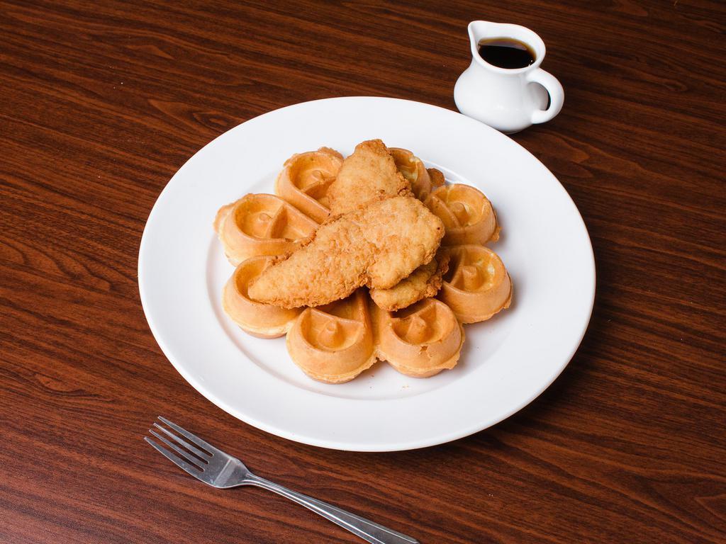 Chicken and Waffle · Fried chicken and maple syrup.