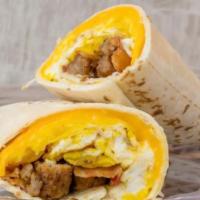 Meat Lover's Breakfast Burrito · Our delicious breakfast burrito is made with bacon, sausage, egg, and American cheese. Your ...