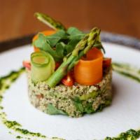 Quinoa Salad  · Quinoa, seasonal greens, walnut, avocado, fresh herbs and extra virgin olive oil.