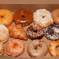 Mix Dozen Donuts · Any filling or big donut included(Apple frilter, Cinamonroll, Apple Bear Claw Chocolate Chip...