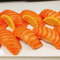 Salmon Nigiri · Sake.