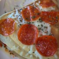 Pizza Crepe · Mozzarella, pepperoni, marinara, and oregano.