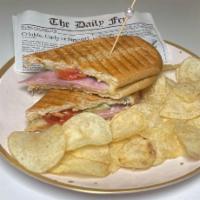 Ham & Cheese Panini · Philadelphia cream cheese, ham, mayo, mozzarella, tomato.