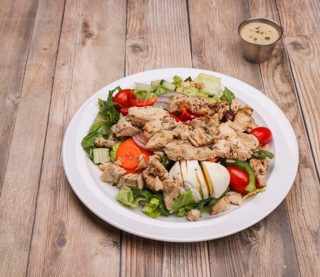 Gold Star Special Salad · Our Garden Salad topped with grilled chicken.