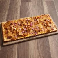 Spicy BBQ Chicken Pizza · Diced grilled chicken, red onions, cilantro and cheddar cheese with spicy BBQ sauce and sour...