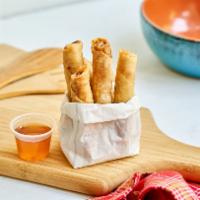 Spring Rolls · 5 pieces. Finger-sized spring rolls stuffed with cabbage, carrot, and glass noodle served wi...