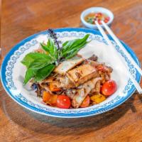 Pad Kee Mao  · Wide rice noodles, your choice of meat, bell pepper, onion, and plenty of fresh basil with p...