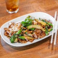Pad See Ew  · Wide rice noodles and your choice of meat combined with sweet touch flavor, eggs, and Chines...