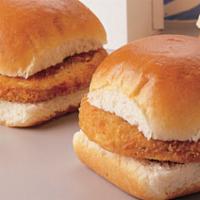 Breaded Chicken Sliders · 3 sliders with breaded chicken cutlet, bacon, American cheese and ranch. No sides.