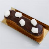 Eclair - Hot Chocolate · Milk and dark chocolate pastry cream, chocolate glaze, topped with marshmallows 