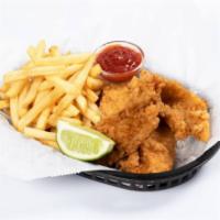 Fried Tilapia (4 pcs) · Basket comes with Cajun fries or coleslaw. Substitute onion rings.