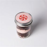 Cake Jar - Peppermint Chocolate *Seasonal* · Chocolate cake topped with peppermint candy buttercream
