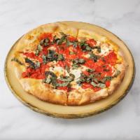 Mini Pizza Margherita · Fresh mozzarella and plum tomato sauce, topped with extra virgin olive oil and basil.