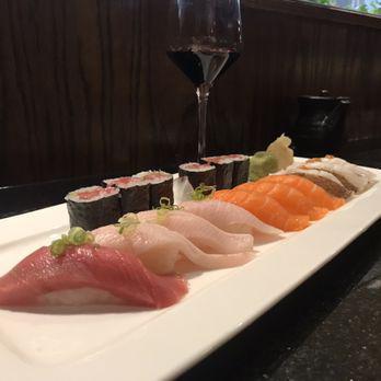 Triple Color Sushi · 3 Pcs Tuna, 3 Pcs Salmon, 3 Pcs YellowTail. With a Salmon Roll