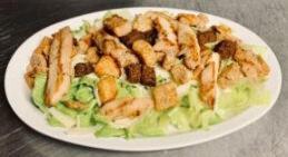 Caesar Salad · Romaine, croutons, shredded Parmesan, and Caesar dressing. Add grilled chicken for an additi...