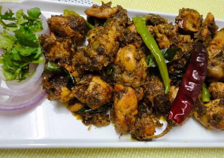Pepper Chicken Fry · Diced chicken marinated with crushed pepper and tossed with chili and onion.