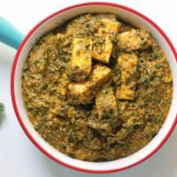 Saag Paneer · Spinach and cottage cheese. Served with basmati rice on side.