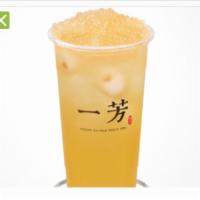 Lychee Sago Frappe · Lychee pulp, lychee juice, lemon juice, green tea, with sago, lychee jelly, and green tea je...