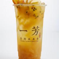 Yifang Fruit Tea · Our classic yifang fruit tea is made with authentic taiwanese pineapple jam, passion fruit j...
