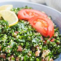 Tabouli · 250 grams. Tobbouleh is a Levantine vegetarian salad made mostly of finely chopped parsley, ...