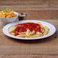 Penne with Marinara Sauce Dinner · Served with side salad and garlic stick. 