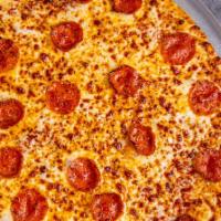Pepperoni Pizza · Keep it Traditional with Our Classic Pepperoni Pizza! This savory pie is topped with 100% Wh...