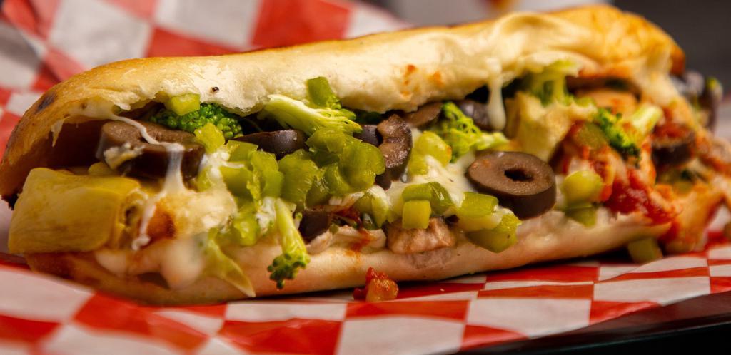 Veggie Hoagie · Your Mom Was Right: Veggies Are Good for You! Our Veggie Hoagie is topped with your choice of veggies, sauce, and cheese! All unlimited toppings, at no additional charge.