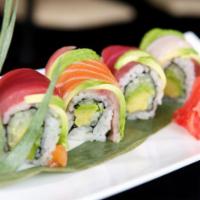 8 Piece Honada Roll  · Spicy kani, cucumber and mango inside with tuna, yellowtail and avocado outside.