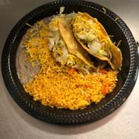 #2. Two Beef Tacos Combo · Two crispy tacos choice of beef, shredded or ground beef (lettuce and cheese). Rice and bean...