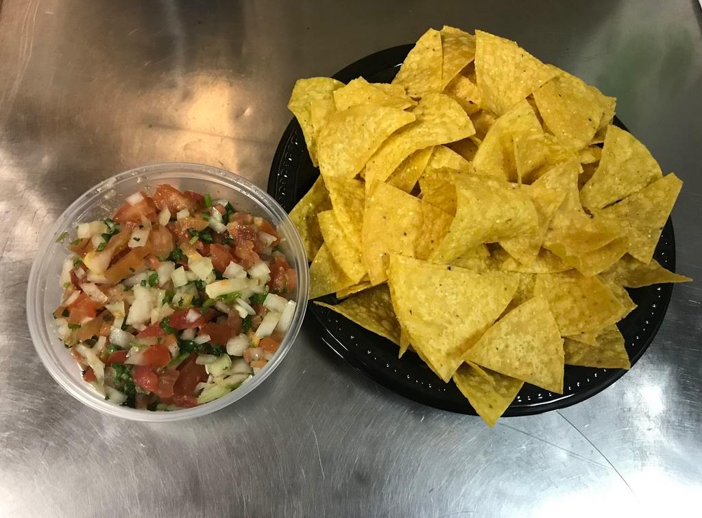 Chips with Salsa · Mexican salsa (12oz) comes on the side.