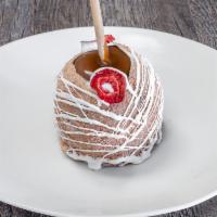 Strawberry Cheesecake Apple · Granny smith apple dipped in gourmet caramel and white confection, rolled in a mixture of gr...