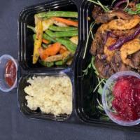 Thanksgiving Single Meal Prep (2) · Sage and Herbed Mushrooms with onion gravy
cous cous
mixed vegetables
house made cranberry s...