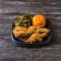 Large Fried Chicken Dinner Combo Plate · Includes  3 sides.