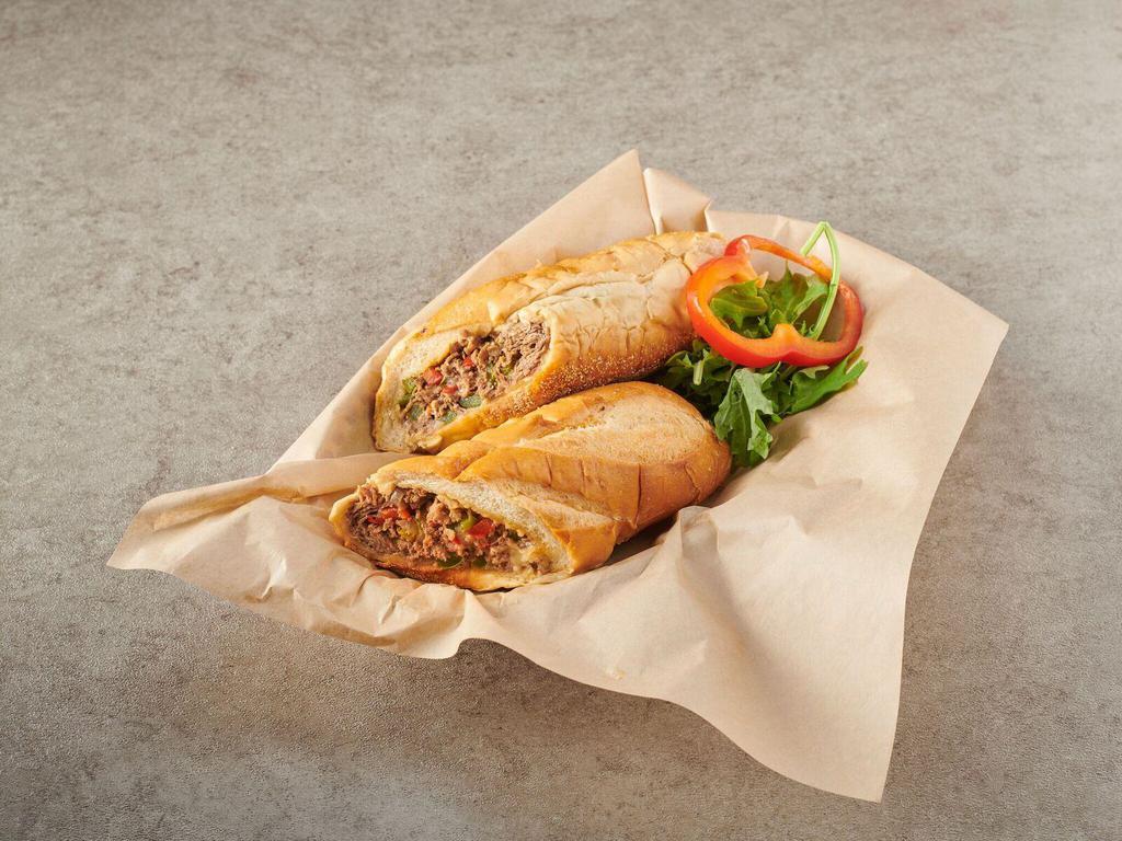 9. Philly Cheese Steak Sandwich · Roast beef, melted Swiss cheese, onion, green pepper and red pepper. Served on toasted hero bread.