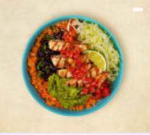 Grilled Chicken Bowl · Grilled chicken, Mexican rice, beans, pico de gallo, lettuce and lime.