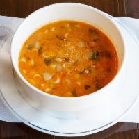 Pasta e Fagioli Soup · Soup made with pasta and beans. 