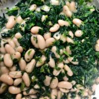 Warm Spinach Salad · Sauteed spinach and cannellini beans.