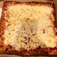 Cheese Sicilian Pizza · Made with fresh tomato sauce and basil. No cheese.