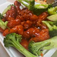 Butterfly Chicken  · Cryspydeep fried chicken breas in a spicy, red sweet and sour sauce. Spicy.
