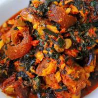 Vegetables and Pounded Yam Lunch  · Prepared with vegetables and smoke fish palm oil , crayfish , pepper and seasoned to perfect...