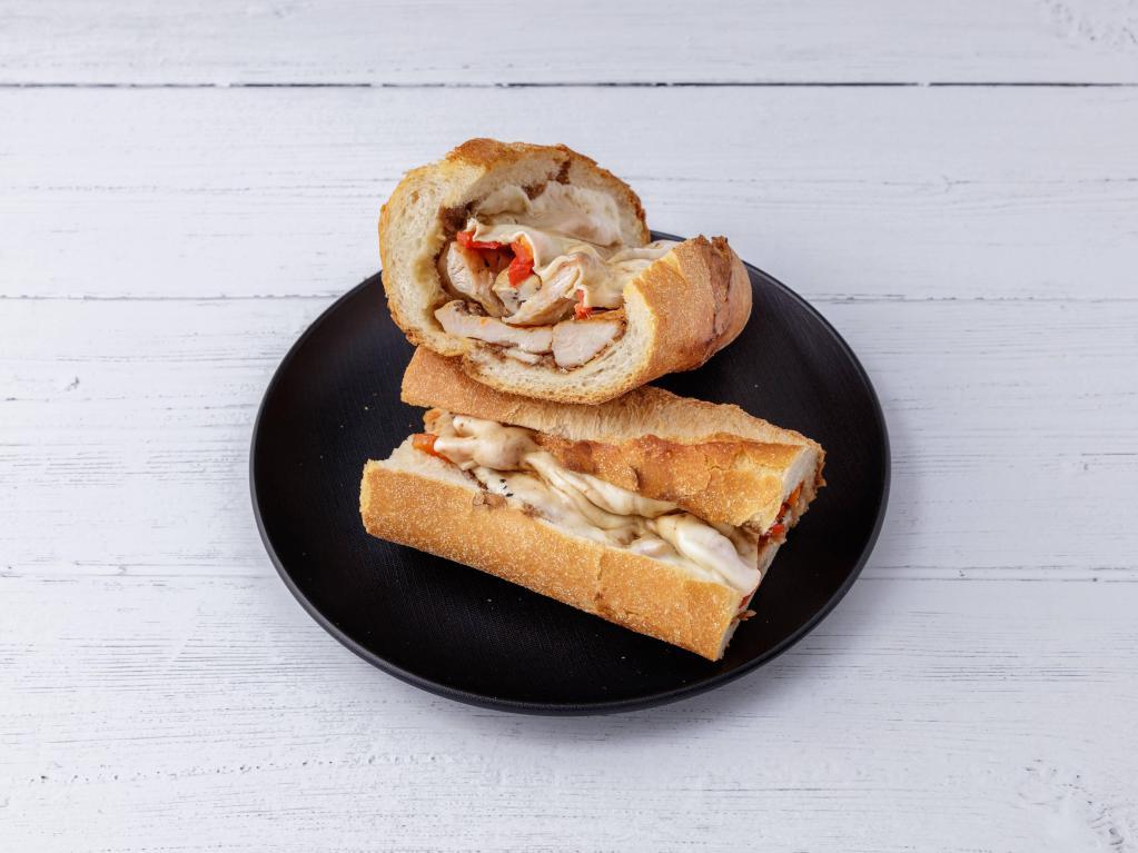 #1 Grilled Chicken Sandwich · With fresh mozzarella, roasted peppers and balsamic vinegar. 