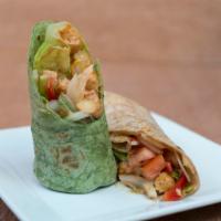 Chana Masala Wrap  · Chickepeas cooked in masala sauce, onions, peppers, tomatoes, cilantro and mix greens. 