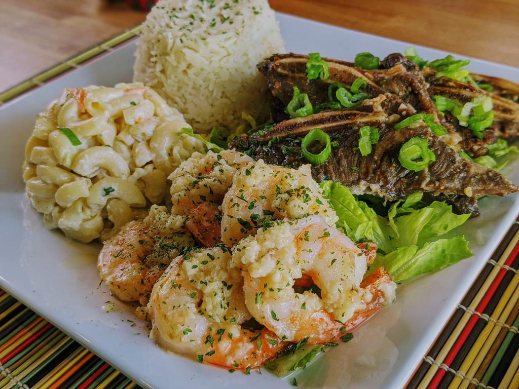 Pick 2 Entrées Special (Especial: Escolha 2 Entradas) ·  Choose any 2 entrees. Served with fresh cooked rice, our famous mac salad and romaine salad.
