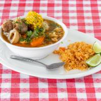 35. Caldo Beef Plate · Beef soup. Served with rice on the side.